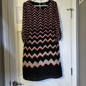 Luxology dress black tan and red